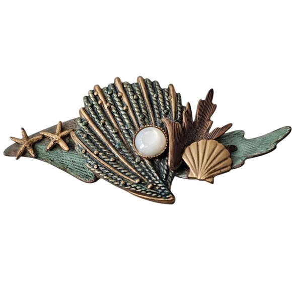 Silver Forest Seashells, MOP, Starfish Brooch Pin L577 - Picture 2 of 8